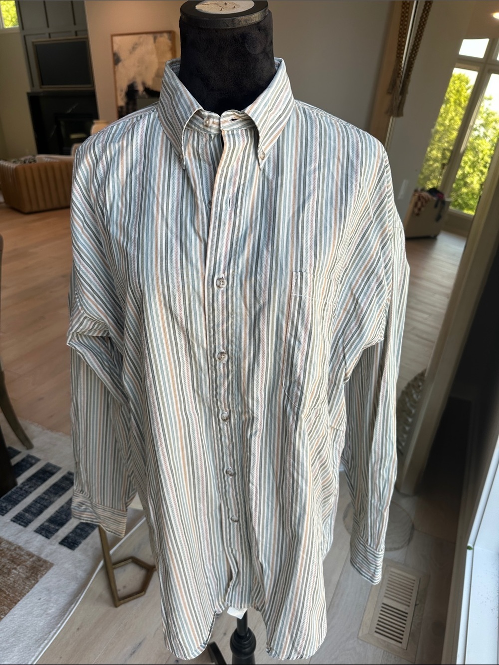 Burberry Vintage Striped Button-Down Shirt - Light Blue & Cream
